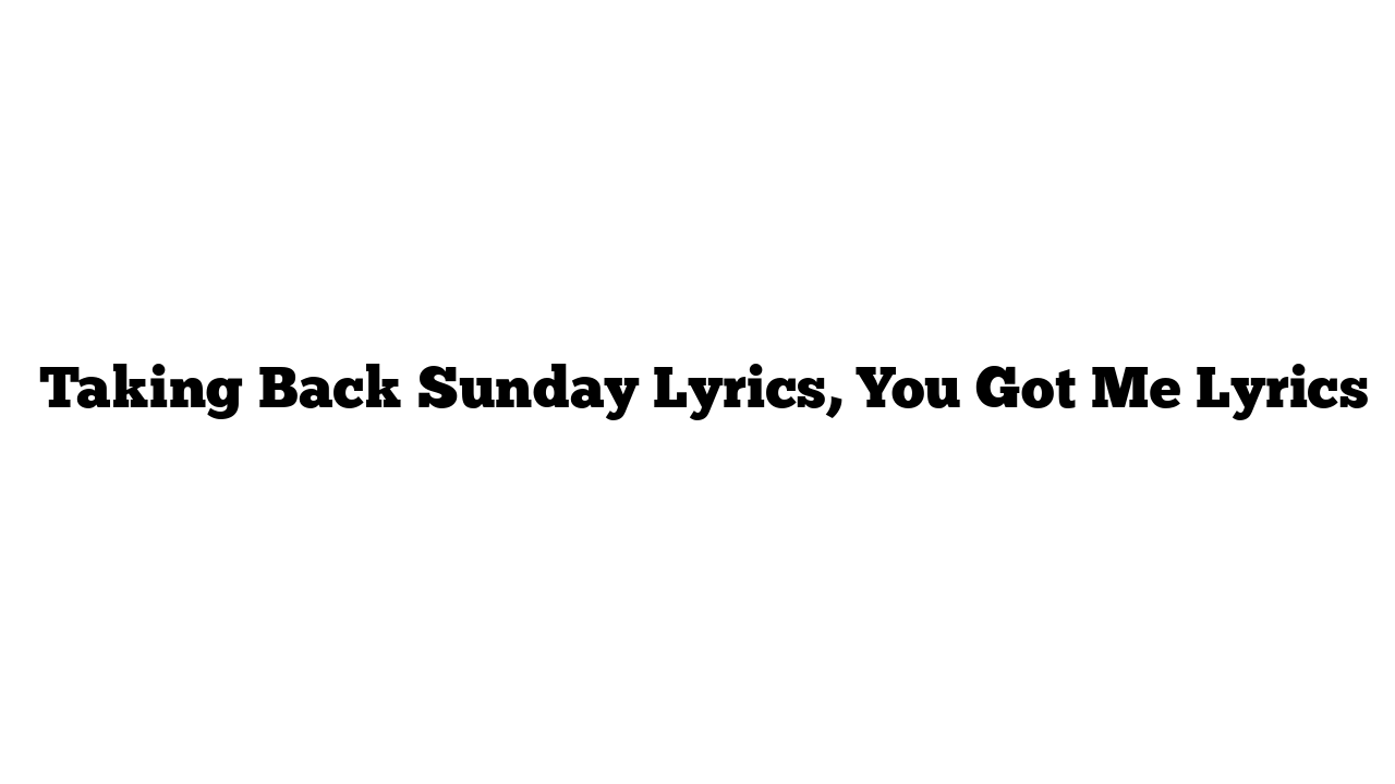  Taking Back Sunday Lyrics, You Got Me Lyrics